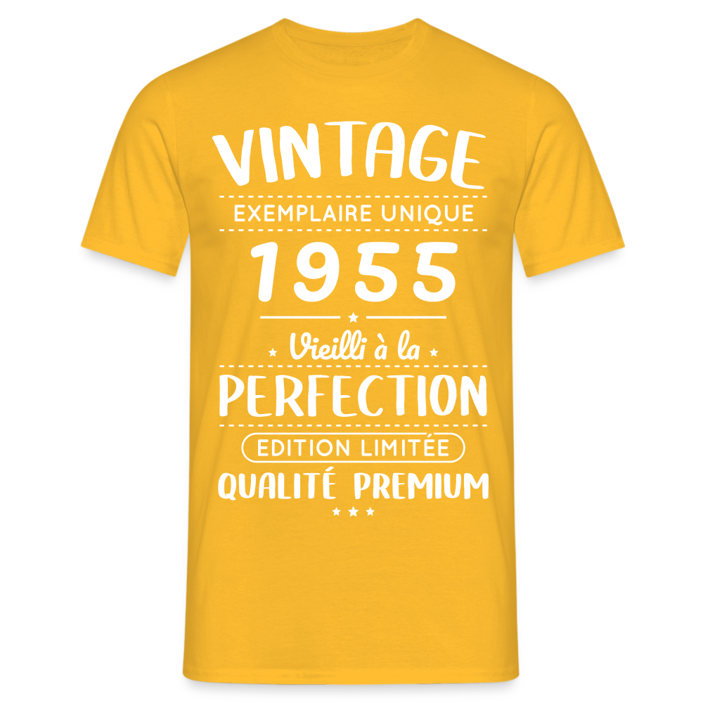 T-shirt Homme - Anniversaire 70 Ans - Vintage 1955 - jaune