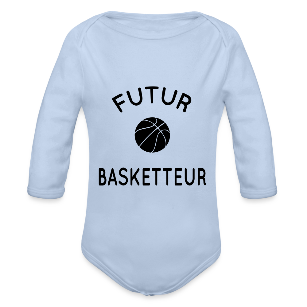 Body Bébé bio manches longues - Futur basketteur - ciel