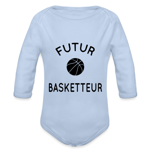 Body Bébé bio manches longues - Futur basketteur - ciel