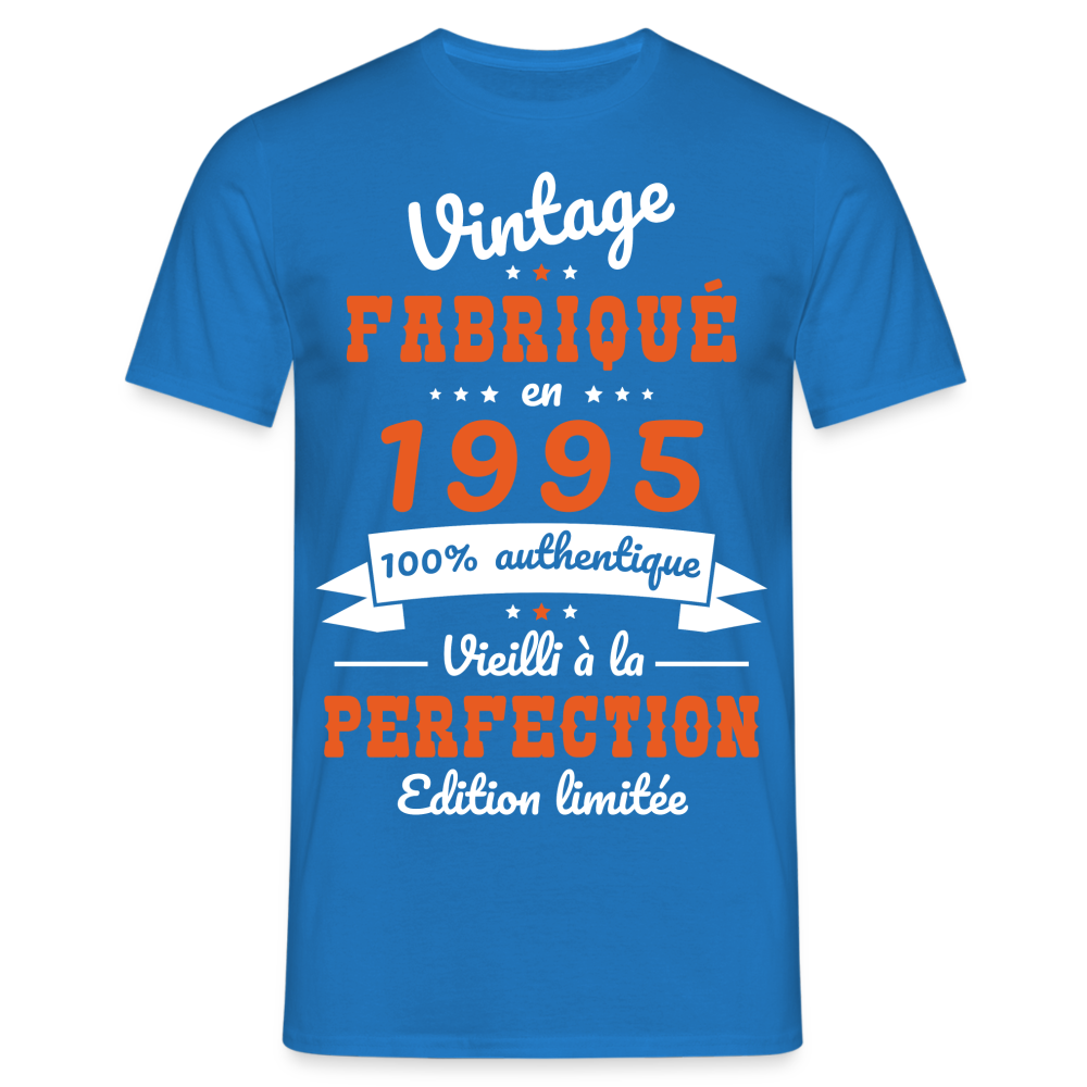 T-shirt Homme - Anniversaire 30 Ans - Vintage fabriqué en 1995 - bleu royal