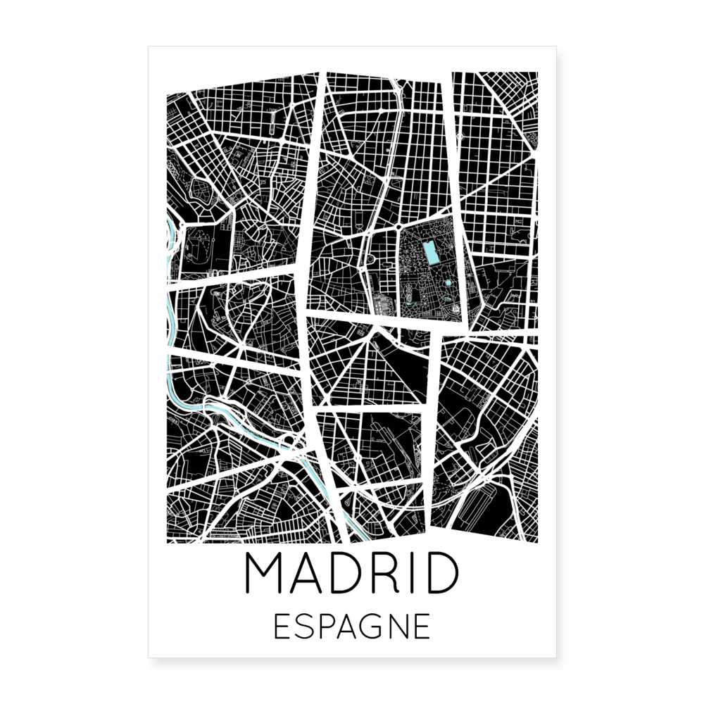 Poster Madrid - Plan Madrid - 60 x 90 cm - blanc