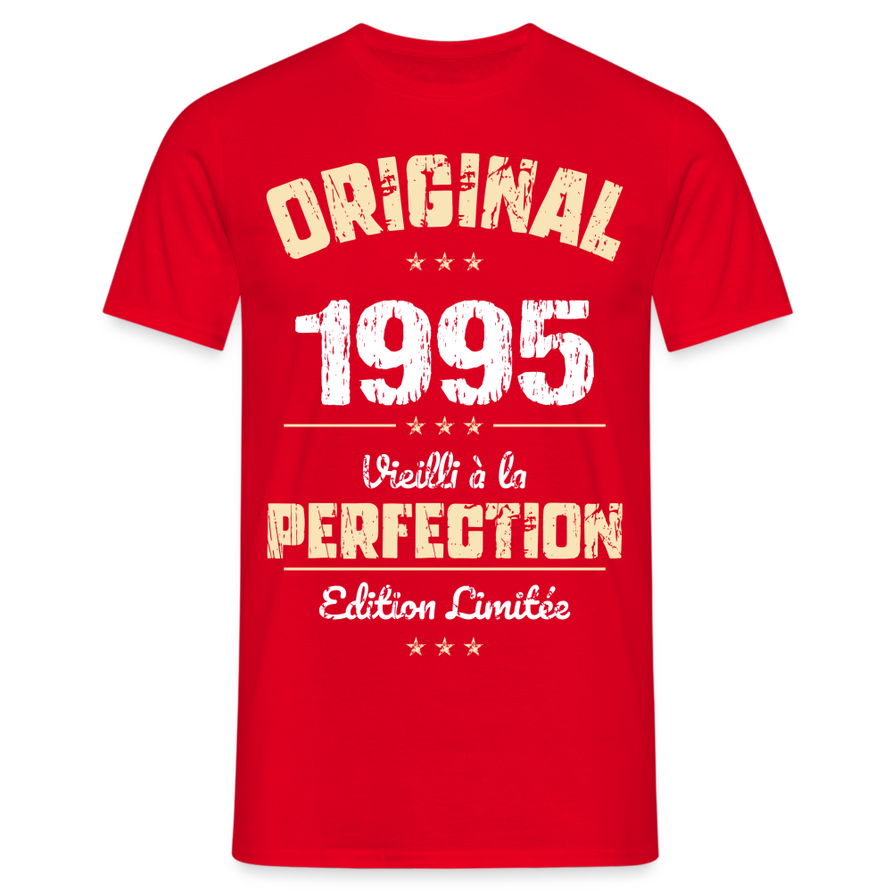 T-shirt Homme - Anniversaire 30 Ans - Original 1995 - rouge