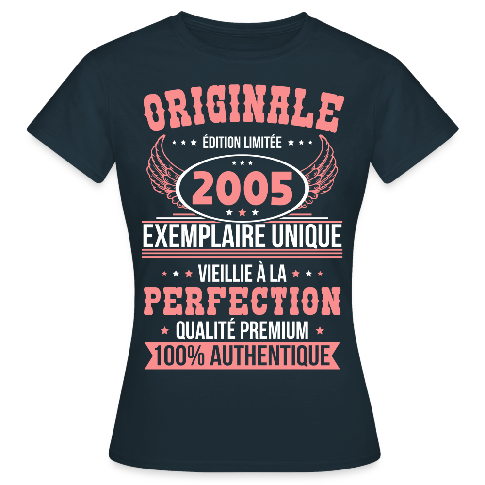 T-shirt Femme - Anniversaire 20 Ans - Originale 2005 - marine