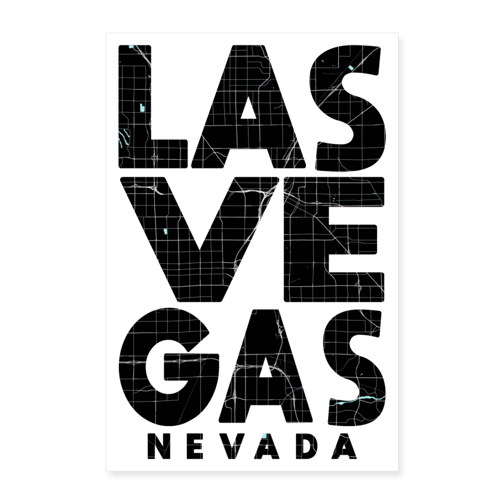 Poster Las Vegas - Plan Las Vegas - 40 x 60 cm - blanc