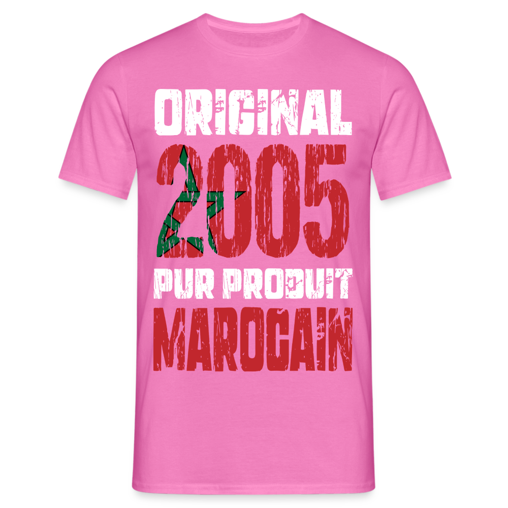 T-shirt Homme - Anniversaire 20 Ans - Original 2005 - Pur produit Marocain - rose