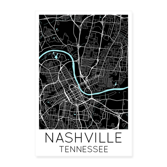 Poster Nashville - Plan Nashville - 40 x 60 cm - blanc