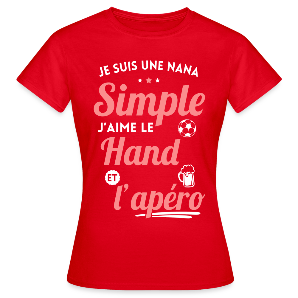 T-shirt Femme - J'aime le hand et l'apéro - rouge