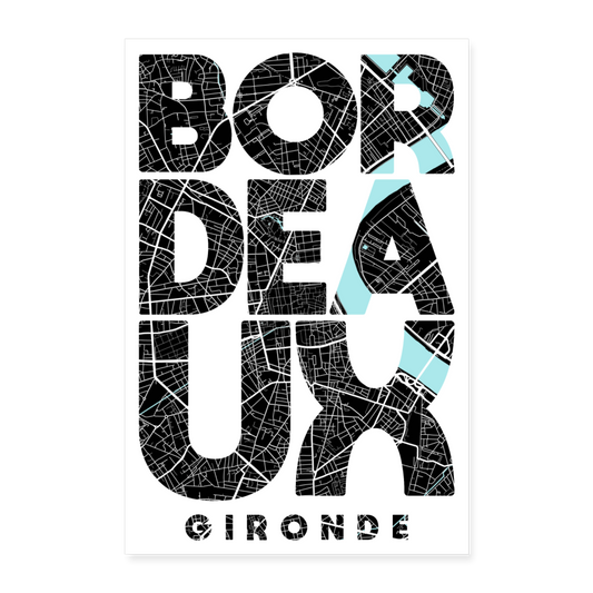 Poster Bordeaux - Plan Bordeaux - 60 x 90 cm - blanc