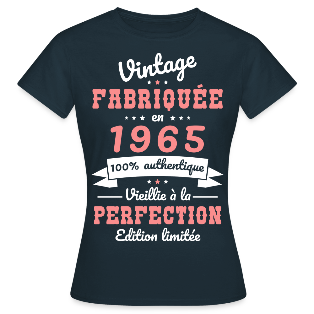 T-shirt Femme - Anniversaire 60 Ans - Vintage fabriquée en 1965 - marine