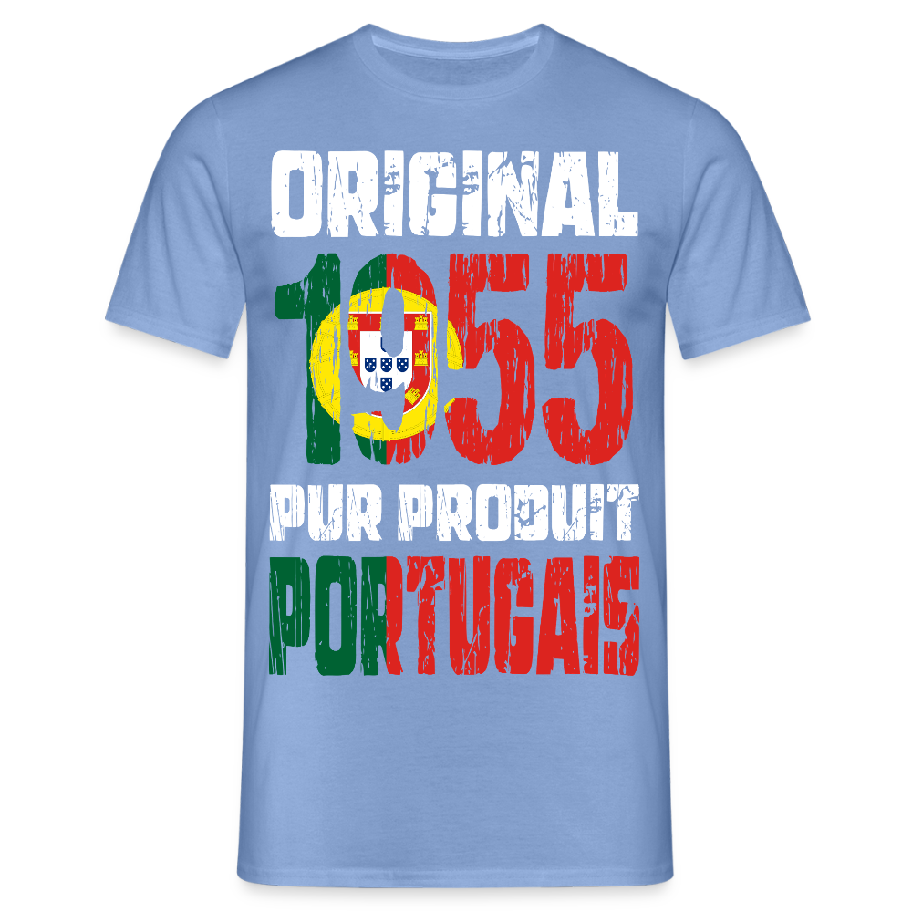 T-shirt Homme - Anniversaire 70 Ans - Original 1955 - Pur produit Portugais - carolina blue