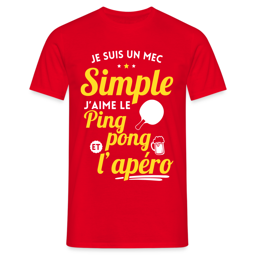 T-shirt Homme - J'aime le ping-pong et l'apéro - rouge