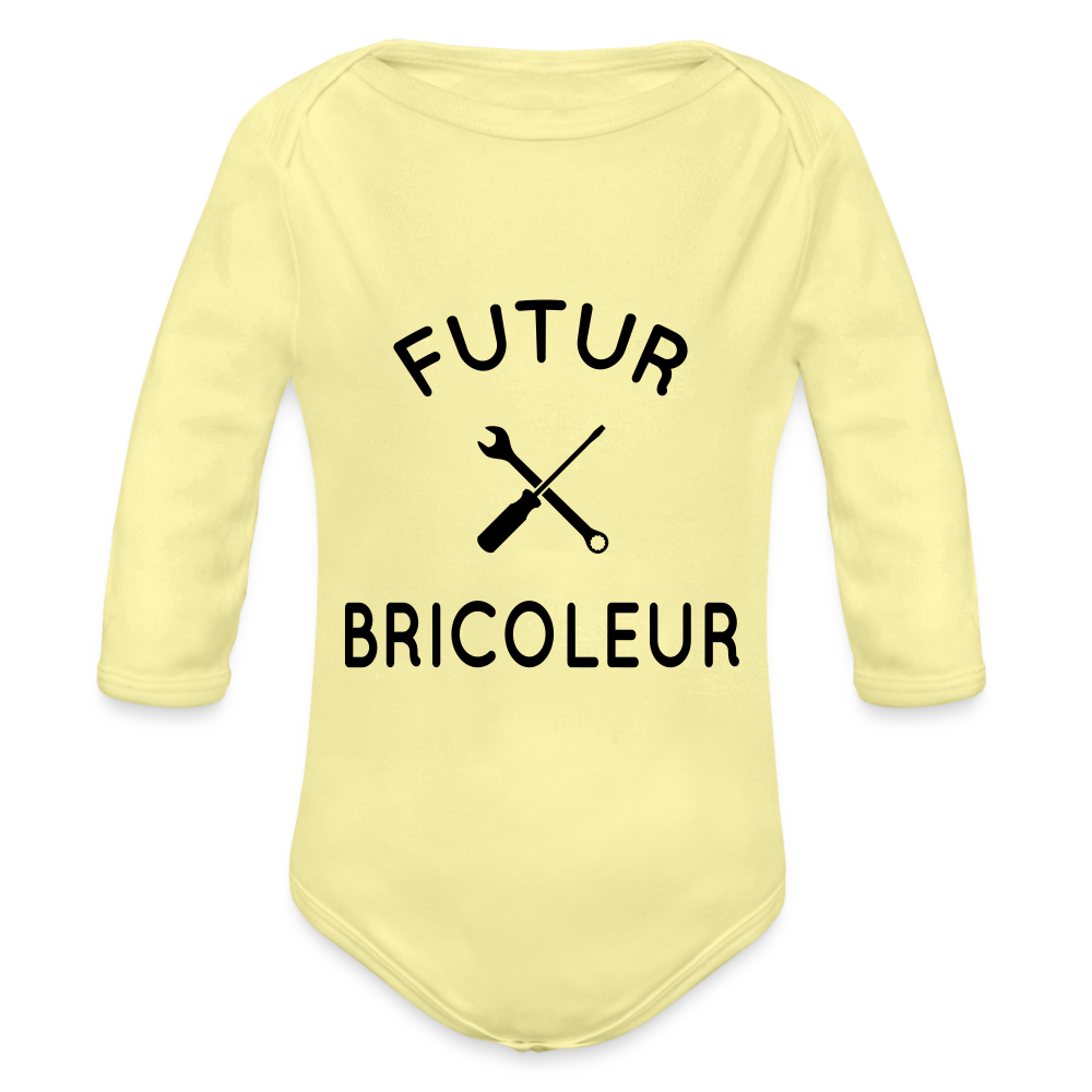 Body Bébé bio manches longues - Futur bricoleur - jaune délavé