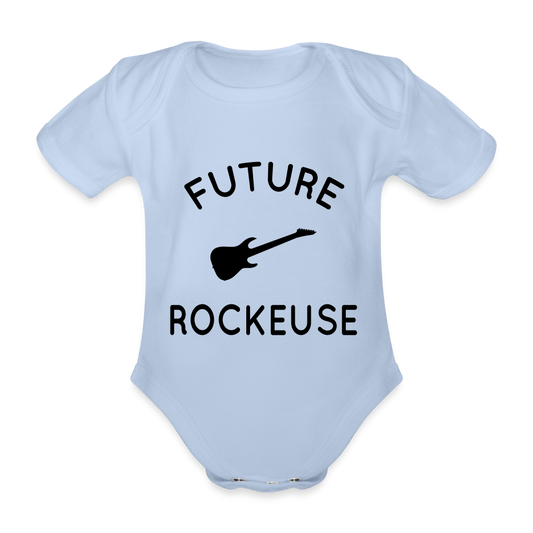 Body Bébé bio manches courtes - Future rockeuse - ciel