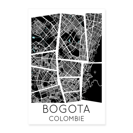 Poster Bogota - Plan Bogota - 60 x 90 cm - blanc