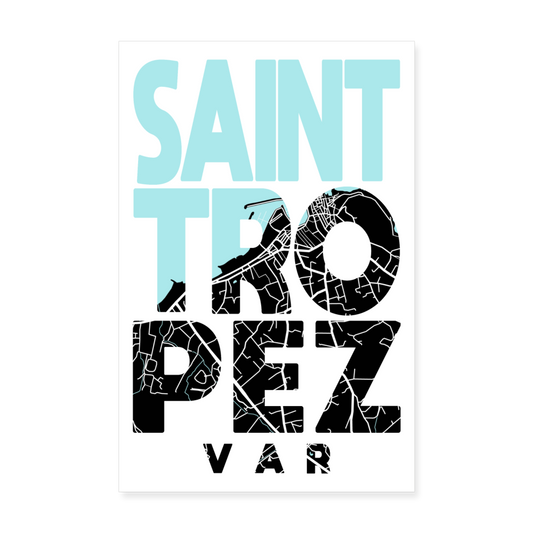 Poster Saint-Tropez - Plan Saint-Tropez - 20 x 30 cm - blanc