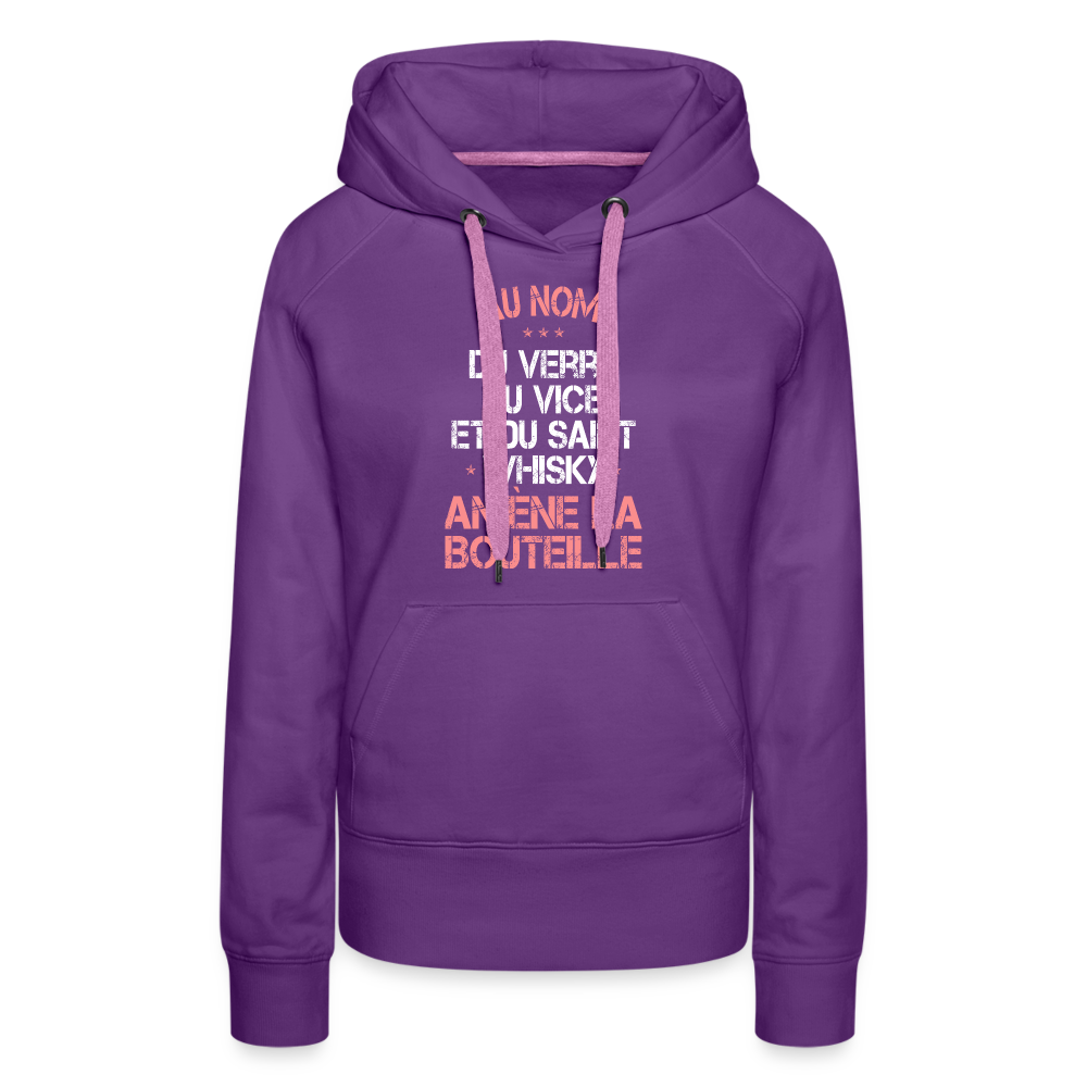 Sweat à capuche Premium Femme - Au nom du saint Whisky - violet