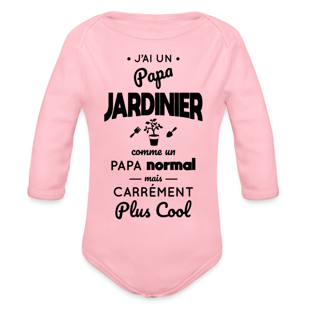 Body Bébé bio manches longues - J'ai un papa jardinier - rose clair