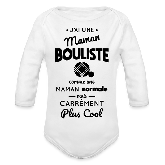 Body Bébé bio manches longues - J'ai une maman bouliste - blanc