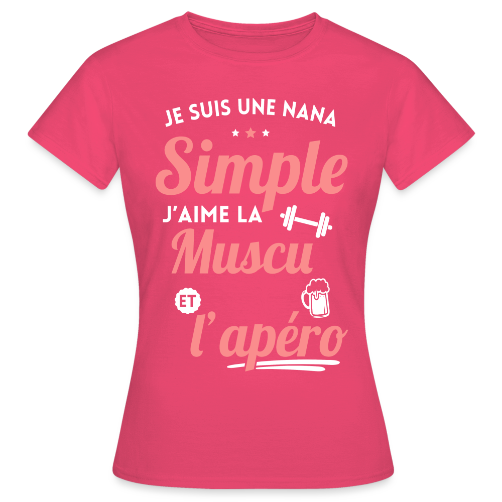 T-shirt Femme - J'aime la muscu et l'apéro - rose azalée