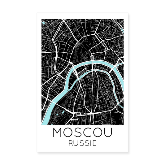 Poster Moscou - Plan Moscou - 20 x 30 cm - blanc