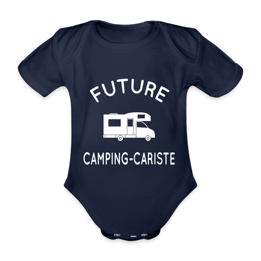 Body Bébé bio manches courtes - Future camping-cariste - marine foncé