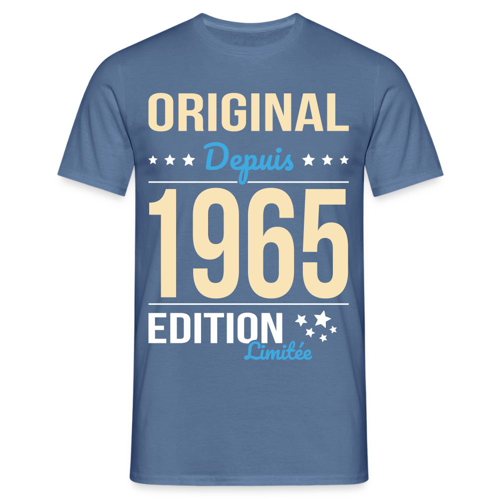 T-shirt Homme - Anniversaire 60 Ans - Original depuis 1965 - bleu pigeon 