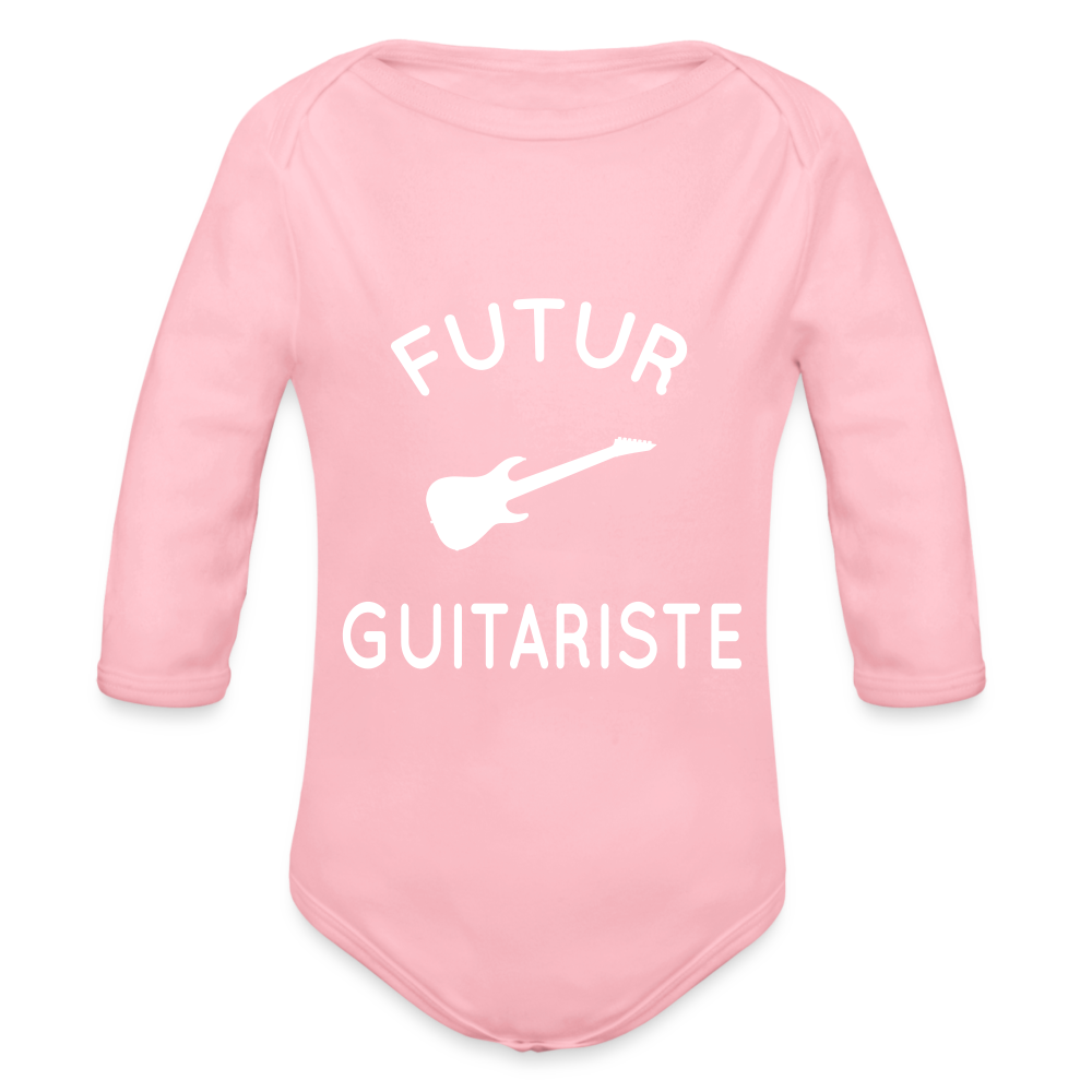 Body Bébé bio manches longues - Futur guitariste - rose clair