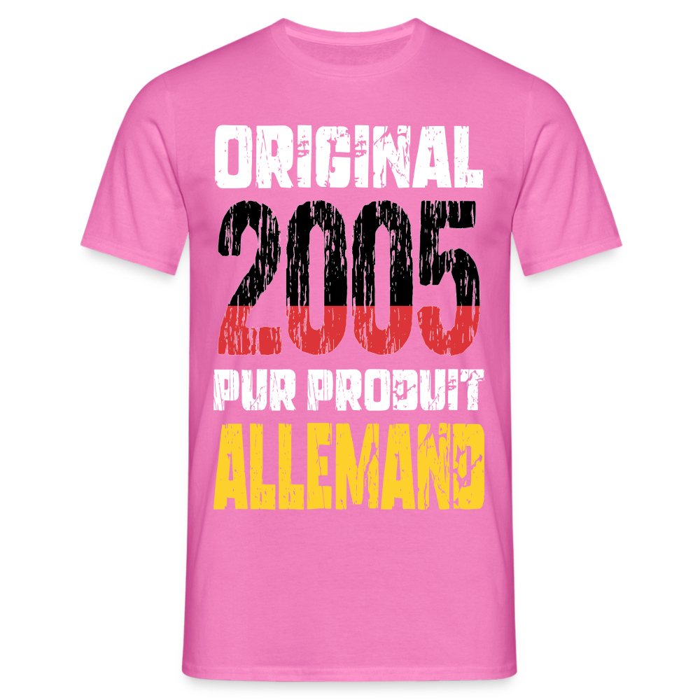 T-shirt Homme - Anniversaire 20 Ans - Original 2005 - Pur produit Allemand - rose