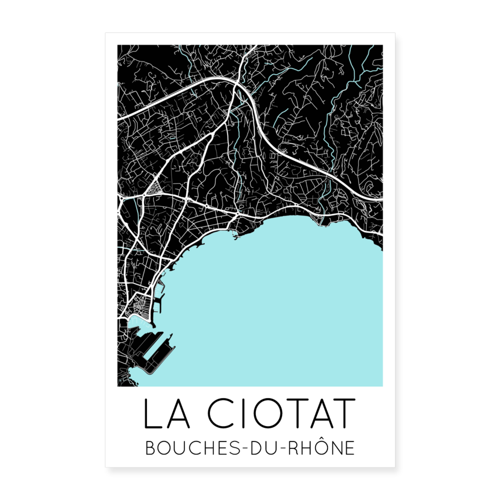 Poster La Ciotat - Plan La Ciotat - 60 x 90 cm - blanc