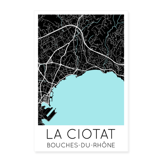 Poster La Ciotat - Plan La Ciotat - 60 x 90 cm - blanc