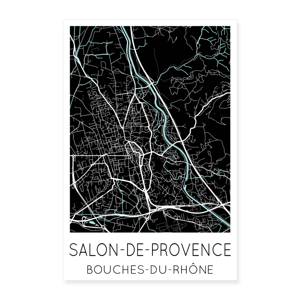 Poster Salon-de-Provence - Plan Salon-de-Provence - 40 x 60 cm - blanc