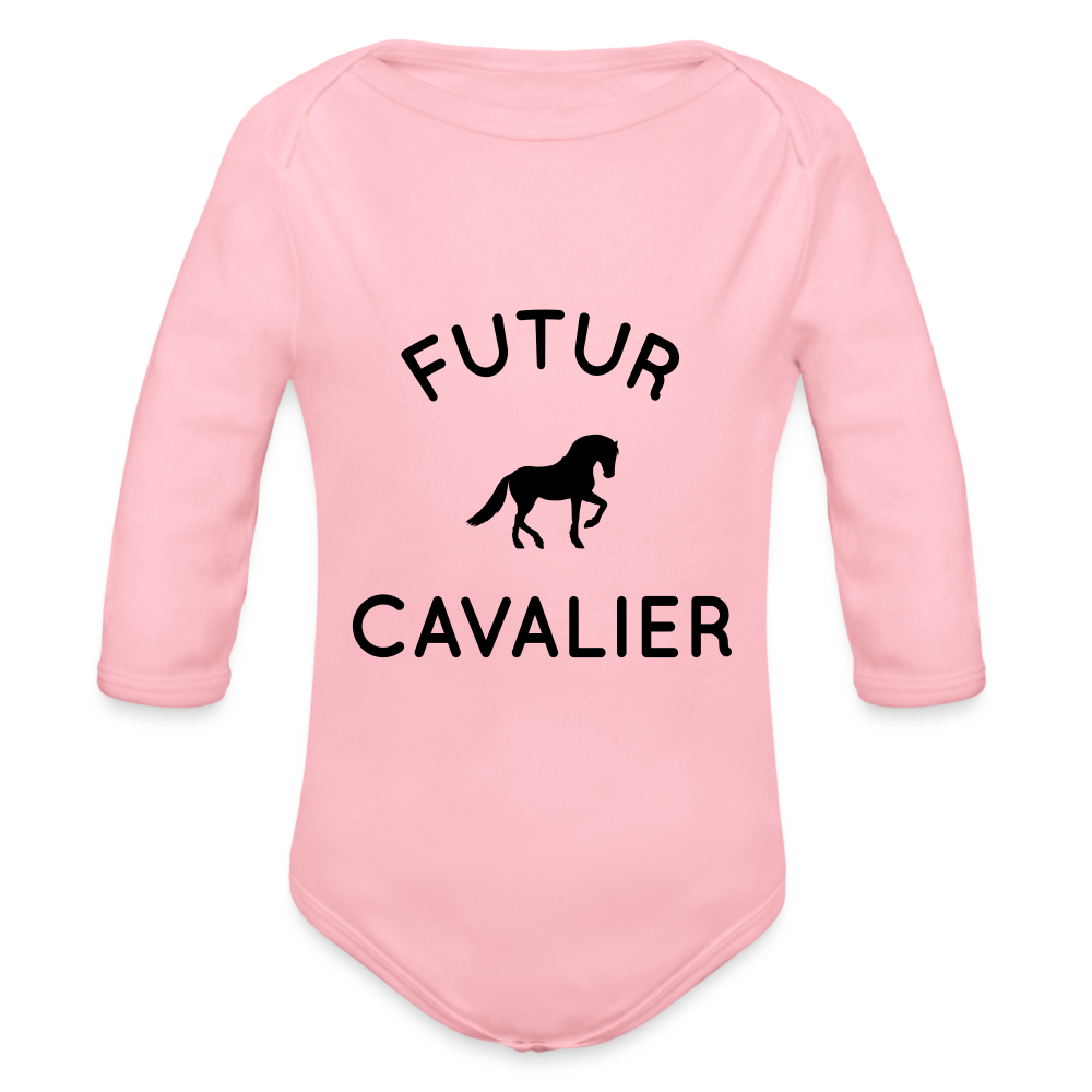 Body Bébé bio manches longues - Futur cavalier - rose clair