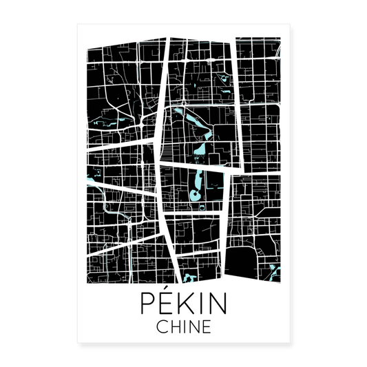 Poster Pékin - Plan Pékin - 40 x 60 cm - blanc