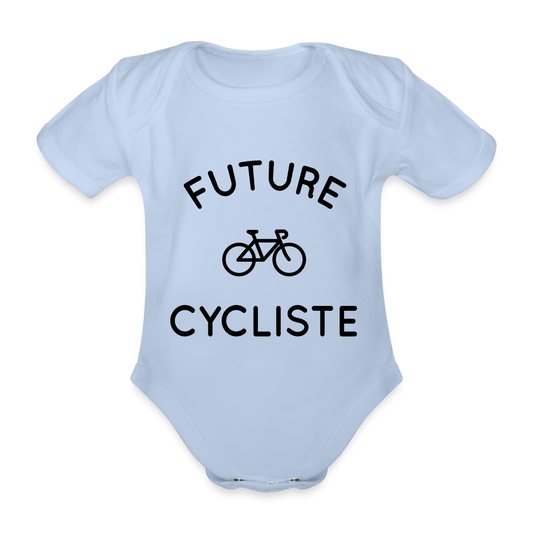 Body Bébé bio manches courtes - Future cycliste - ciel