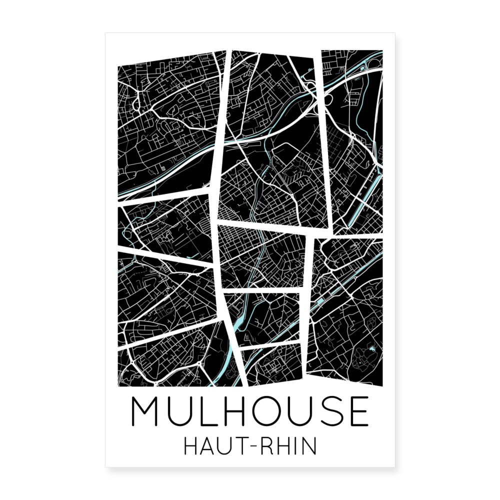 Poster Mulhouse - Plan Mulhouse - 60 x 90 cm - blanc