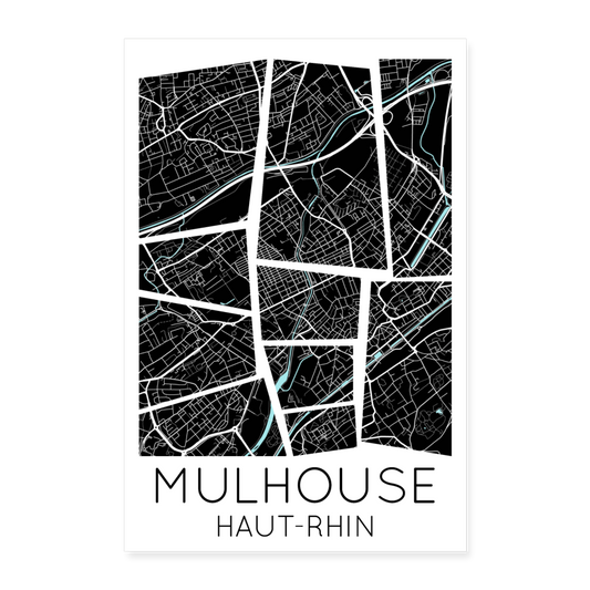 Poster Mulhouse - Plan Mulhouse - 60 x 90 cm - blanc