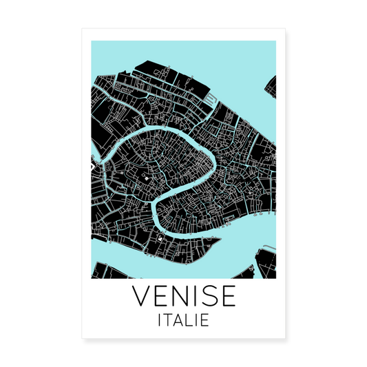 Poster Venise - Plan Venise - 20 x 30 cm - blanc