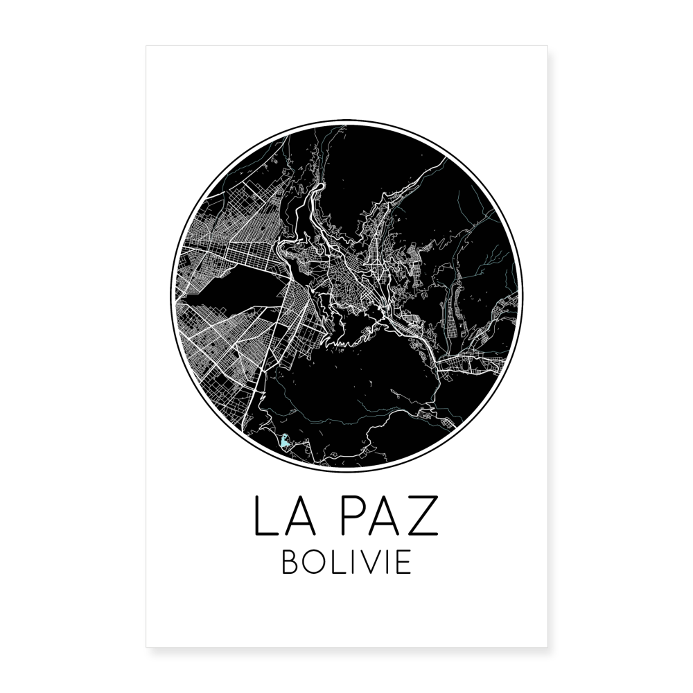 Poster La Paz - Plan La Paz - 60 x 90 cm - blanc