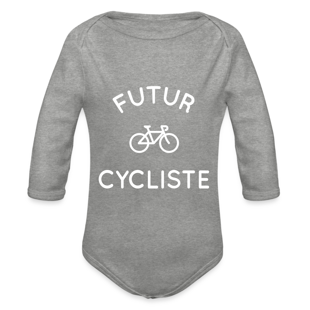 Body Bébé bio manches longues - Futur cycliste - gris chiné