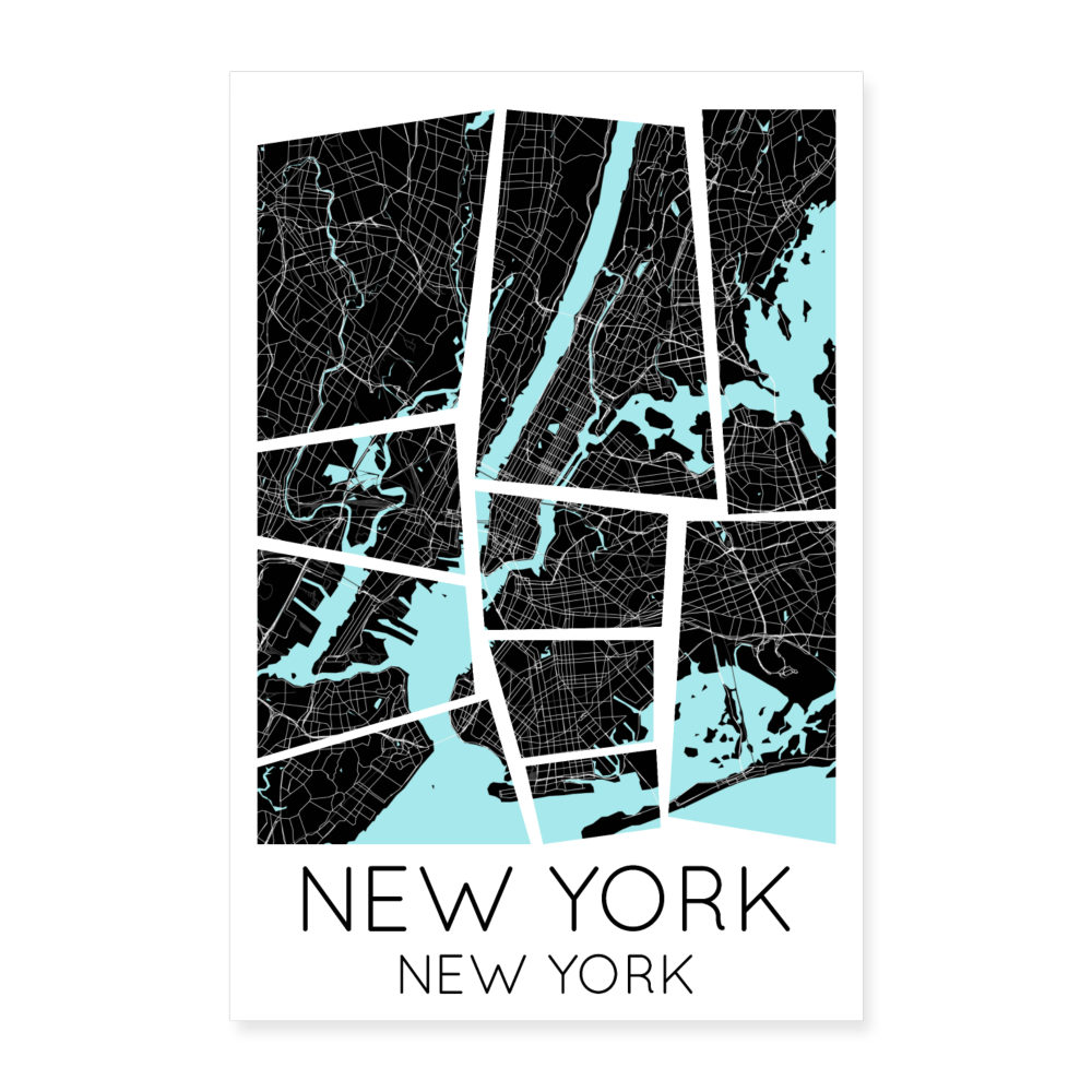 Poster New York - Plan New York - 60 x 90 cm - blanc