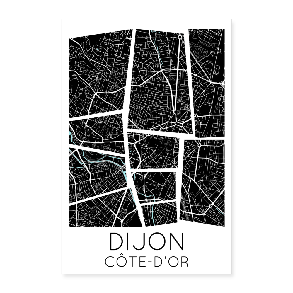 Poster Dijon - Plan Dijon - 40 x 60 cm - blanc