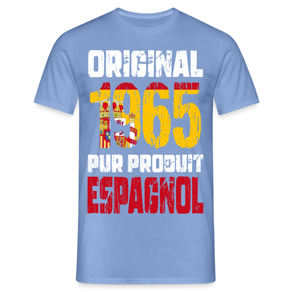 T-shirt Homme - Anniversaire 60 Ans - Original 1965 - Pur produit Espagnol - carolina blue