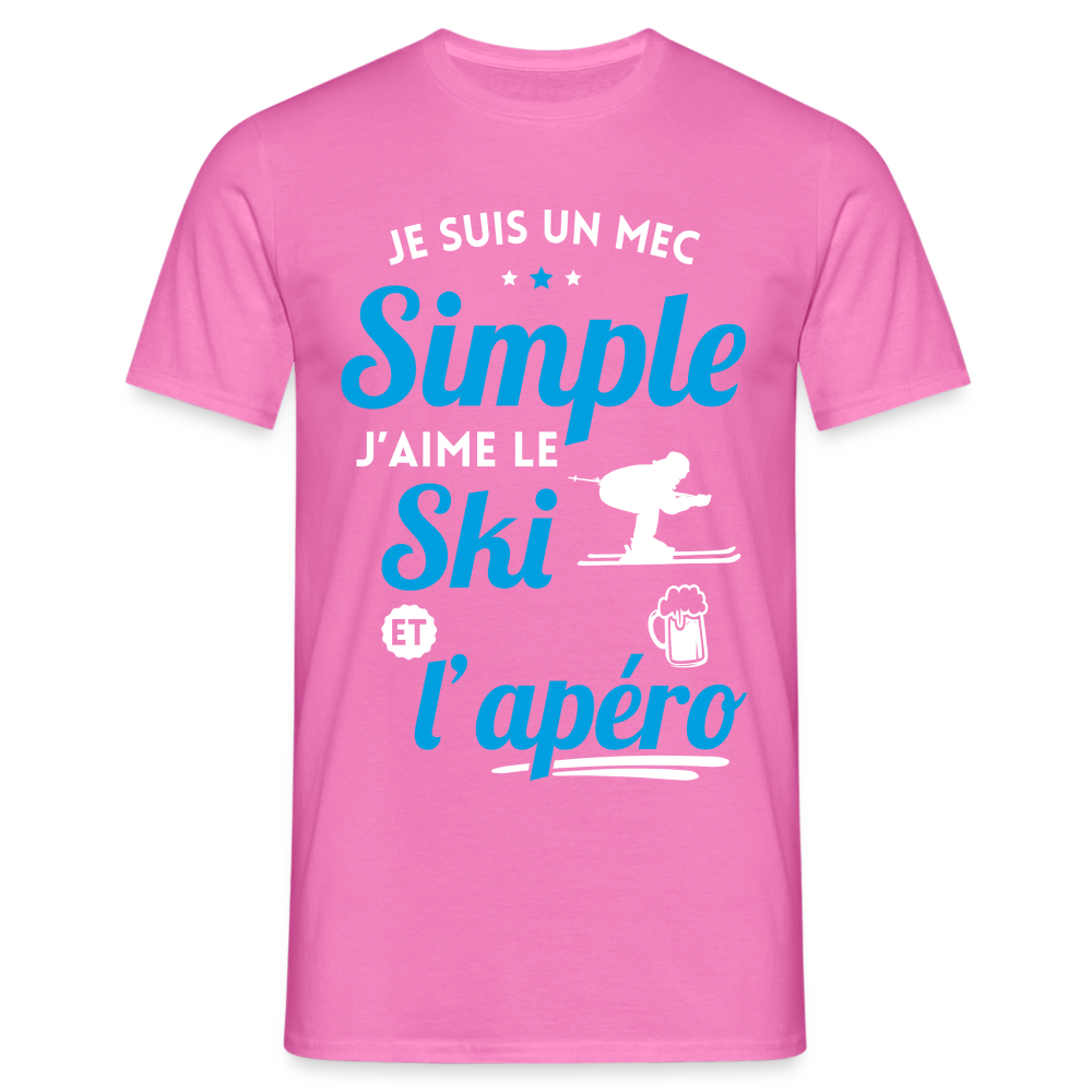 T-shirt Homme - J'aime le ski et l'apéro - rose