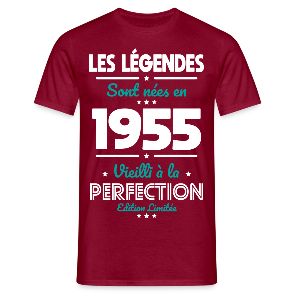 T-shirt Homme - Anniversaire 70 Ans - Les Légendes sont nées en 1955 - rouge brique