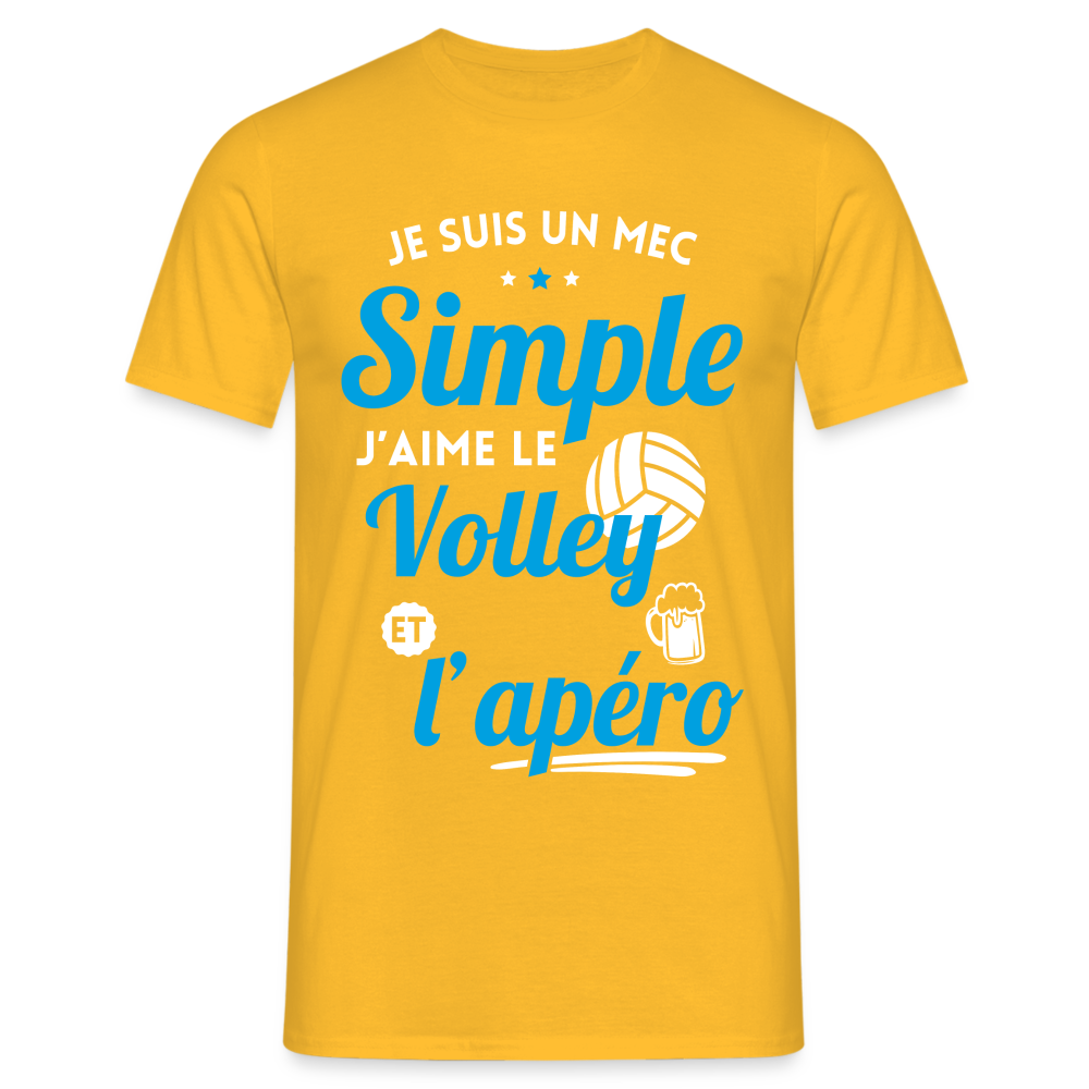 T-shirt Homme - J'aime le volley et l'apéro - jaune