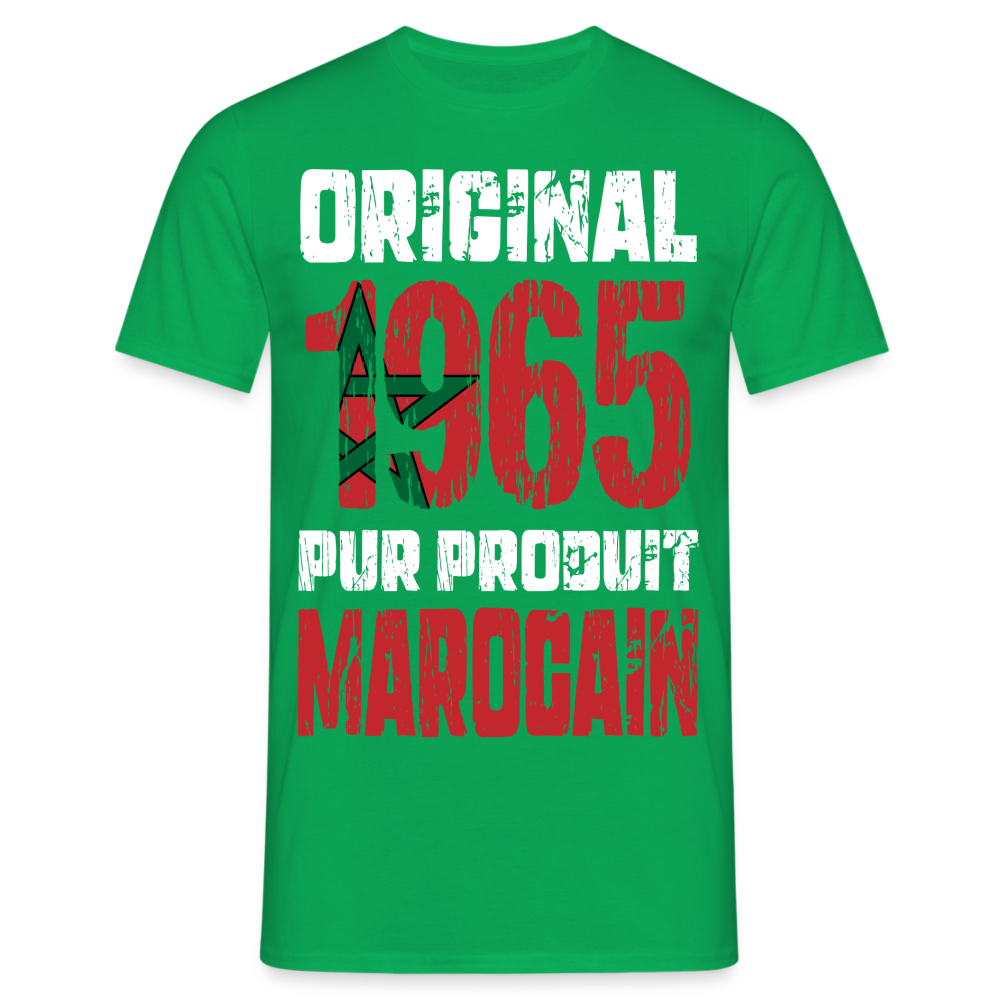 T-shirt Homme - Anniversaire 60 Ans - Original 1965 - Pur produit Marocain - vert