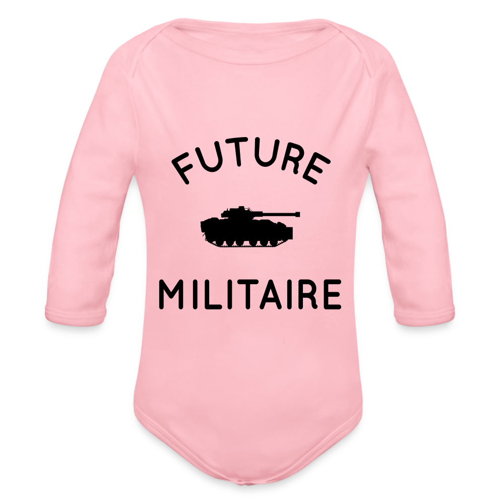 Body Bébé bio manches longues - Future militaire - rose clair