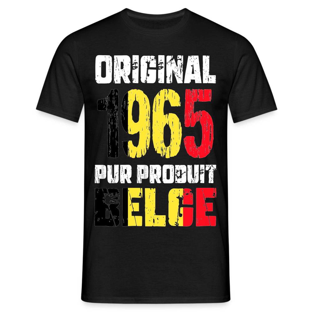 T-shirt Homme - Anniversaire 60 Ans - Original 1965 - Pur produit Belge - noir