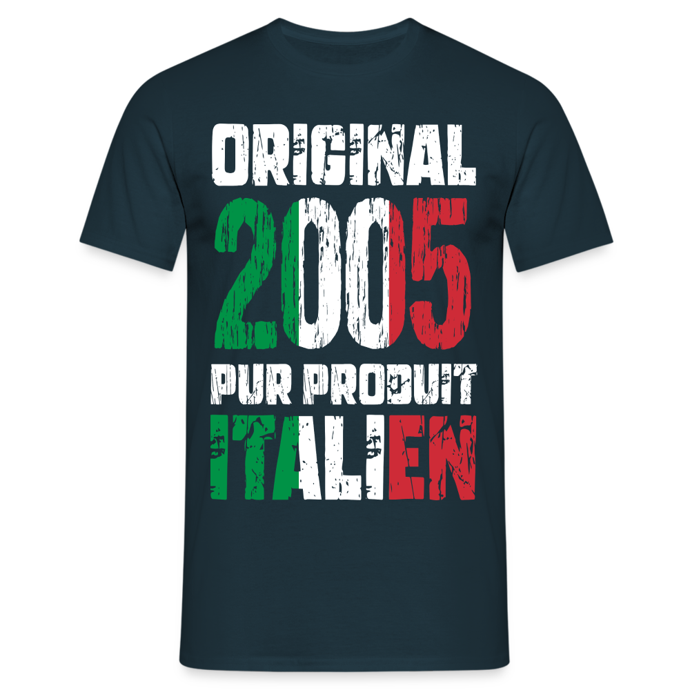 T-shirt Homme - Anniversaire 20 Ans - Original 2005 - Pur produit Italien - marine