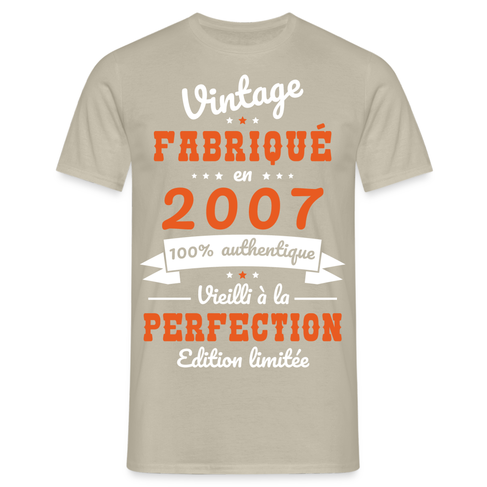 T-shirt Homme - Anniversaire 18 Ans - Vintage fabriqué en 2007 - beige sable